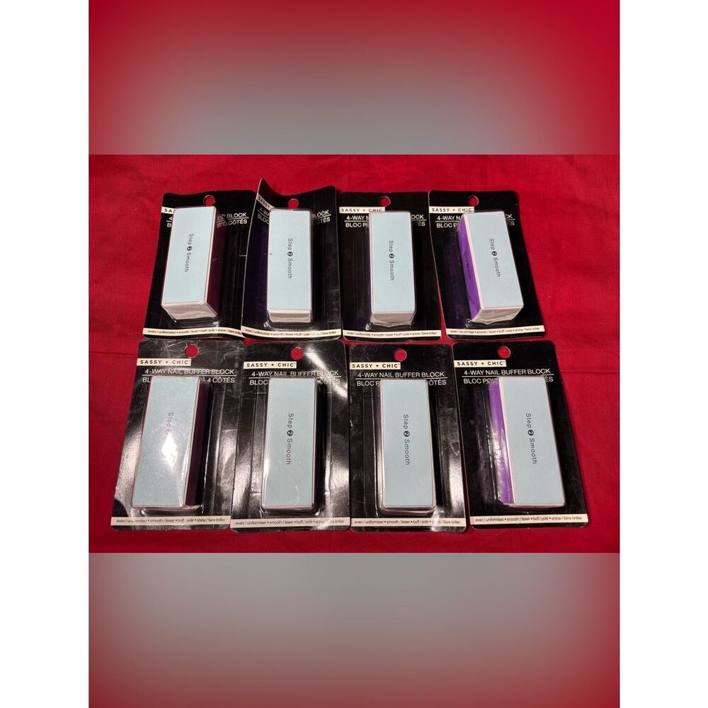 8 New Sassy + Chic 4-Way Nail Buffer Block - Light Blue